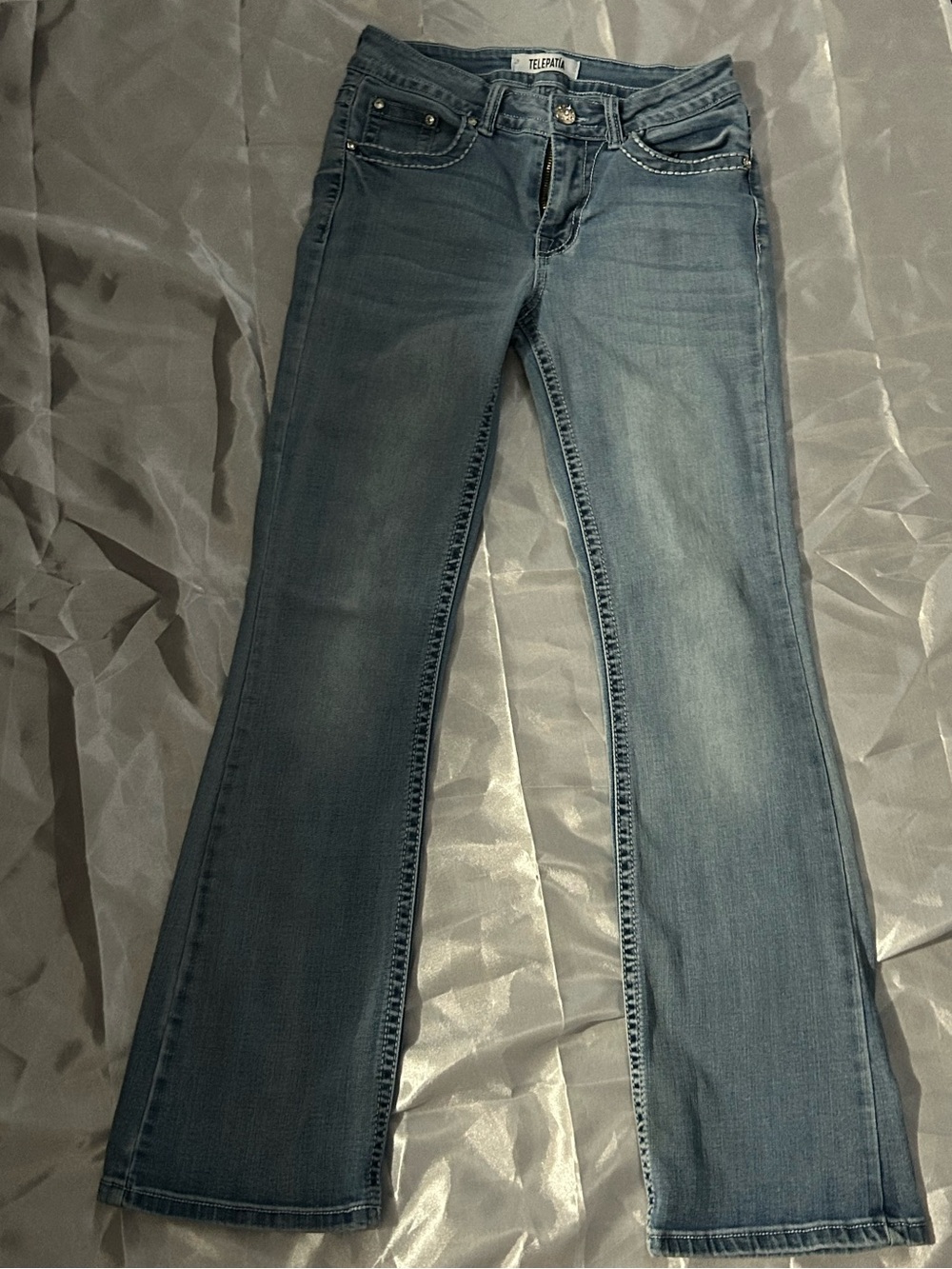 Telpath Women's Blue Wide-Leg Flare Jeans